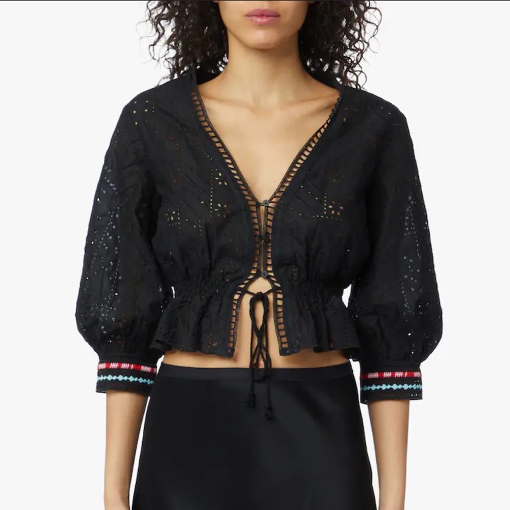 Ermanno Scervino broderie anglaise crop top and shorts set in black